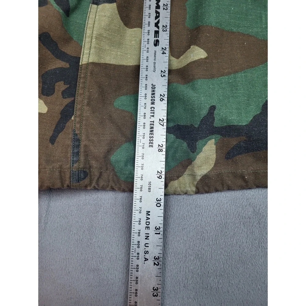 Military Cold Weather Field Jacket Mens Medium Green Camo Full‎ Zip Center Cinch